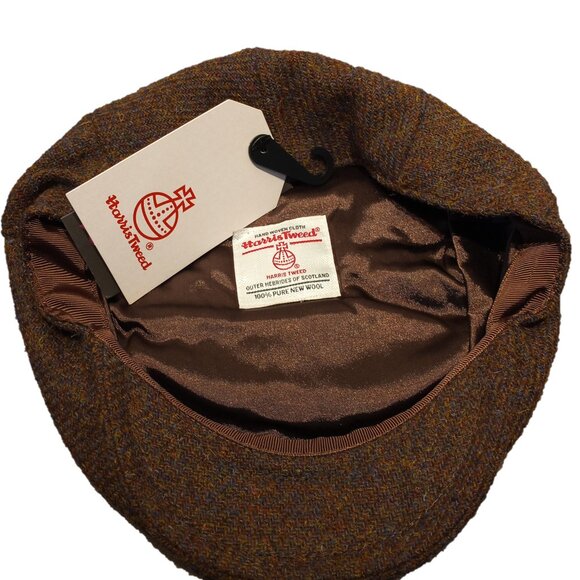 Hartside HS14 Scottish Highland Harris Tweed® Flat Cap in BROWN MIX -PICK SIZE - Picture 9 of 9